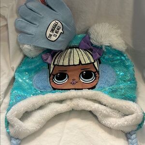 L.O.L. Surprise! Sequin Blue Hat and Glove Set